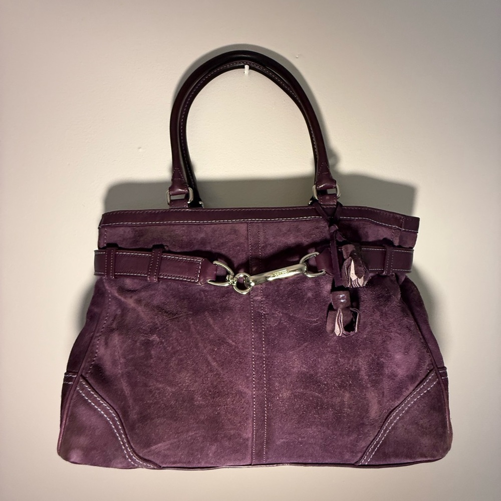Coach Hampton zip Suede Bag Purple